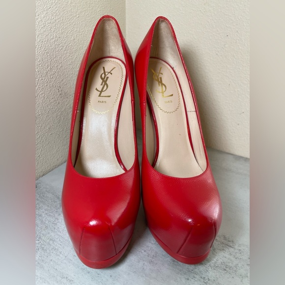 YSL CANDY APPLE RED PLATFORM 6 INCH HEELS SIZE 38.5 - Picture 4 of 15